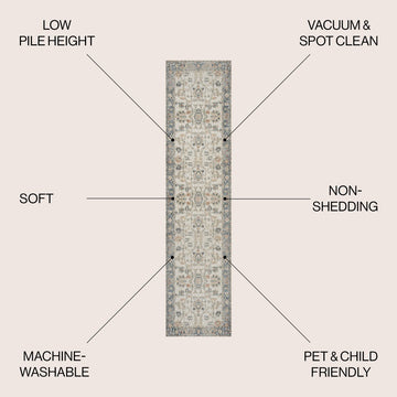 Hiero Persian Border Low-Pile Machine-Washable Area Rug